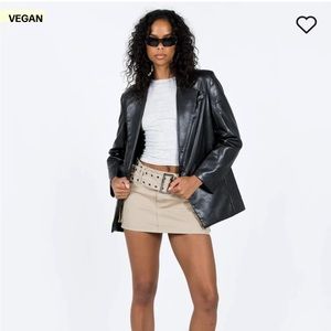 PRINCESS POLLY - Jocelyn Faux Leather Blazer Black - Size XS/S